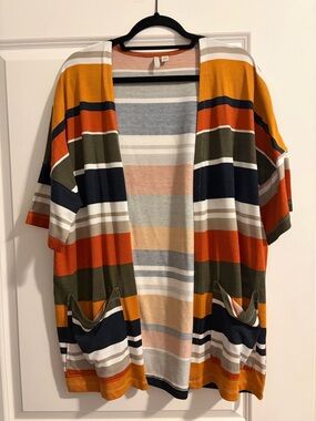 Cato Est. 1946 Striped Lightweight Open Front Cardigan